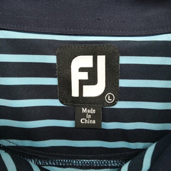 FootJoy Shirt Mens Large Blue Contrast Stripe Performance Golf Polo‎ Classic - Picture 2 of 7
